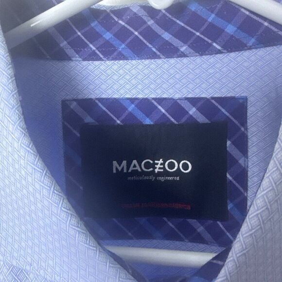 Mens MACEOO Einstein-C Interlocking Blue Dress Shirt 5/ XL 100% Cotton - Picture 3 of 7